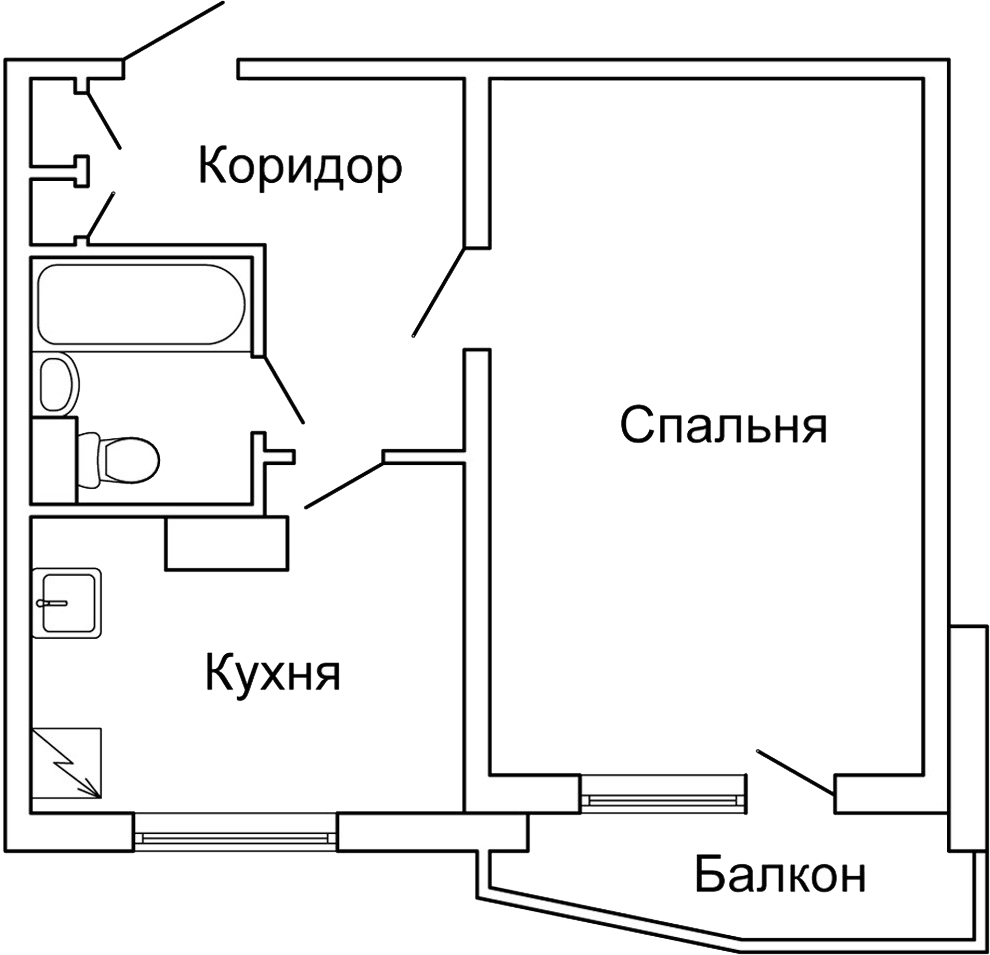 План бти однокомнатной квартиры п 44